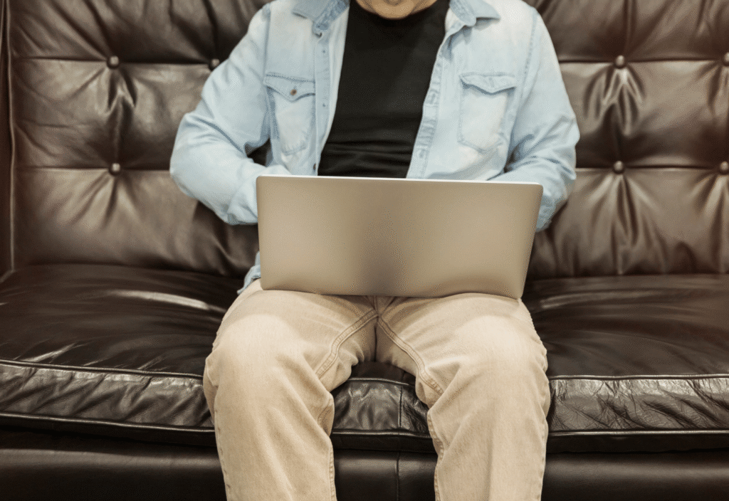 Sales professional working on his computer