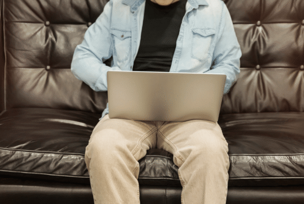 Sales professional working on his computer