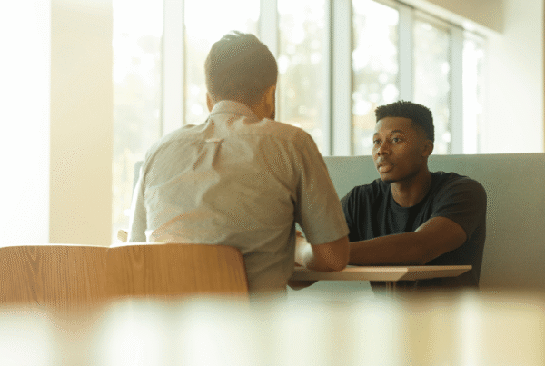 Sales manager discussing with sales rep about performance