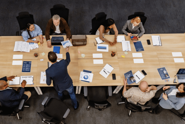 Businesspeople meeting in contemporary Dubai office